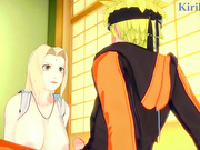 Tsunade and Naruto Uzumaki have deep sex in a Japanese-style room. - Naruto Hentai